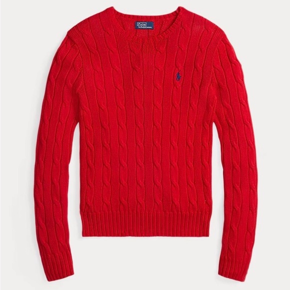 Ralph Lauren Classic Women’s Cable-Knit Pullover Crewneck Sweater Vibrant Red, L - Picture 6 of 15